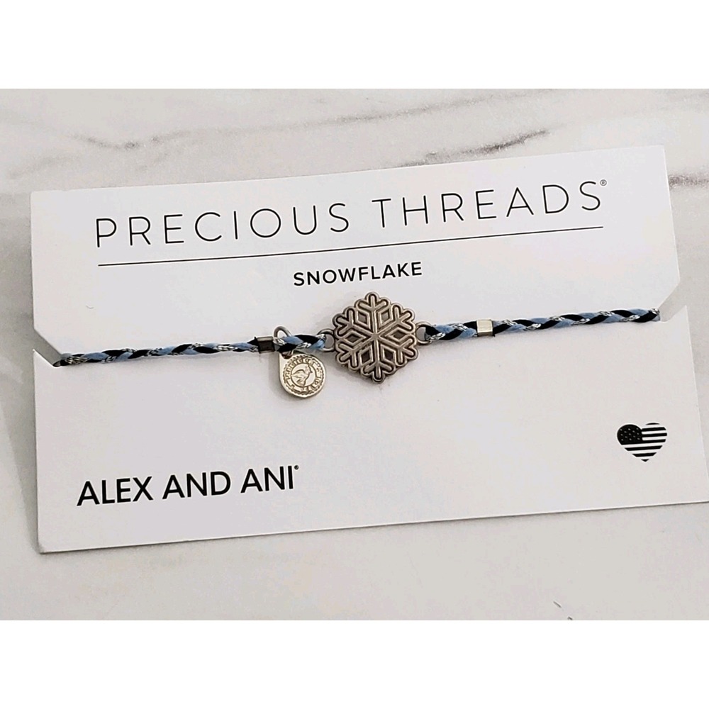 NEW Alex and Ani Precious Threads BRACELET .925 STERLING SILVER SNOWFLAKE BLUE